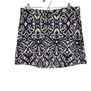 New Tori Richard Blue and White Mini Skirt Size 10, 100% Cotton, Front Zipper Cl